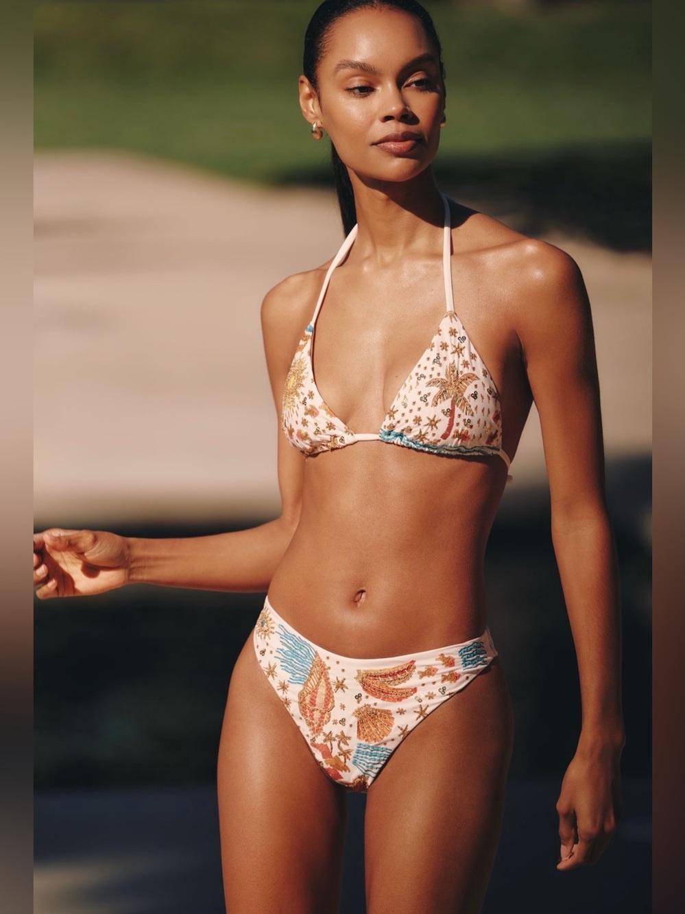 Farm Rio x Anthropologie Beaded Bikini Bottoms NWT